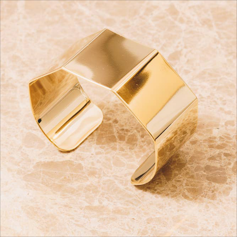Pentagonal Gold Cuff Bracelet