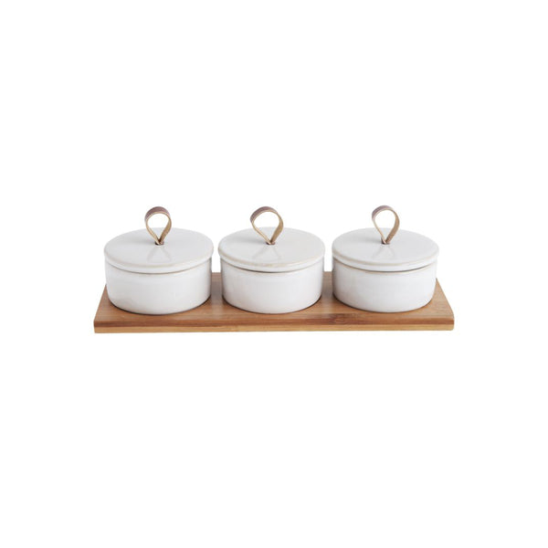 Bamboo Tray with Pinch Pots