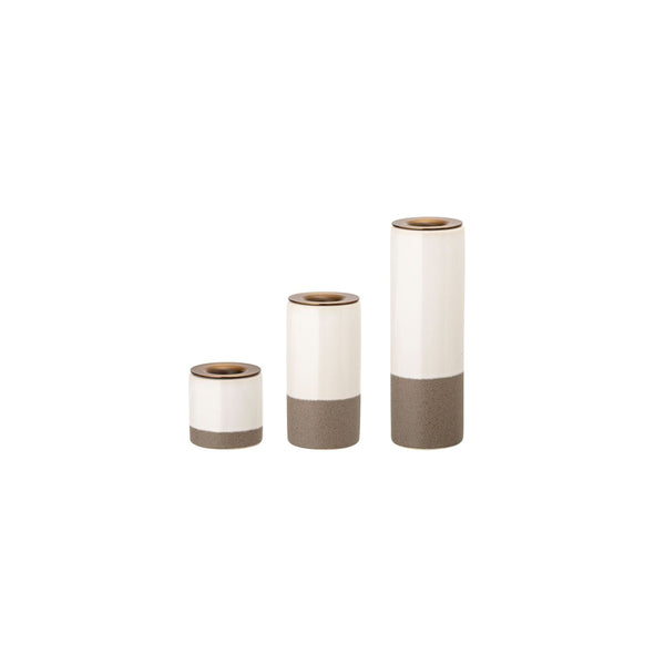 White + Grey Candle Holder Set