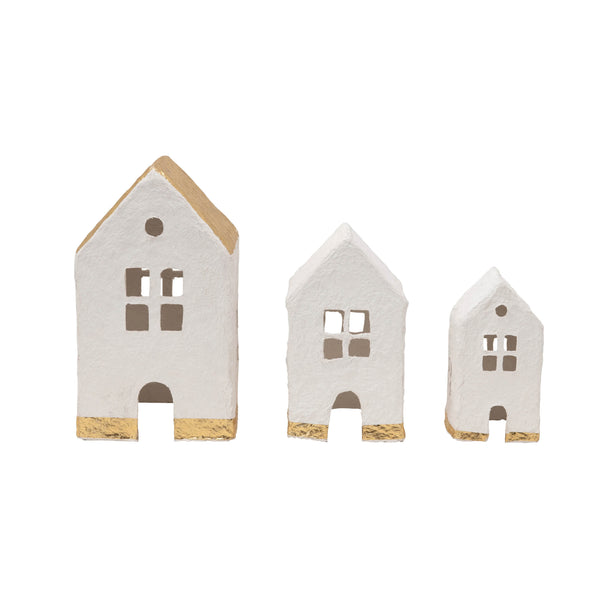 Paper Mache Houses: Set of 3
