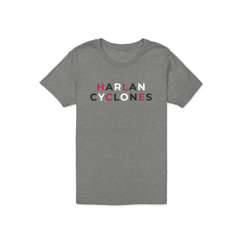 Toddler & Youth - Harlan Cyclones Tri-Color Letter Tee